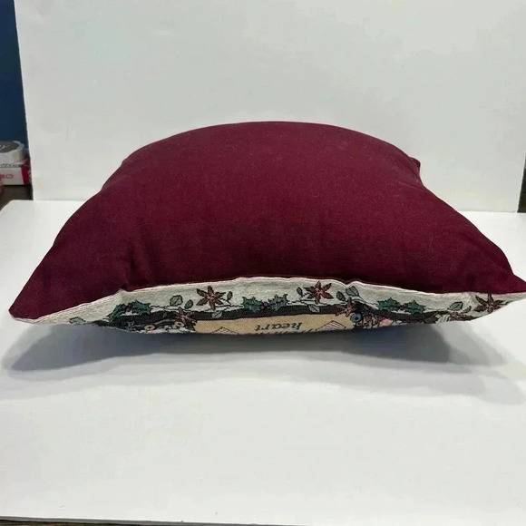 Vintage Christmas Tapestry Needlepoint Pillow 16” Square Celebrate Christmas - Picture 6 of 9